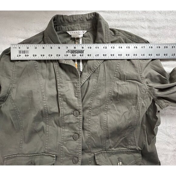 Spanner Womens Olive Green Blazer Jacket Size 14 Button-Up Cotton Blend Stretch - Picture 4 of 6